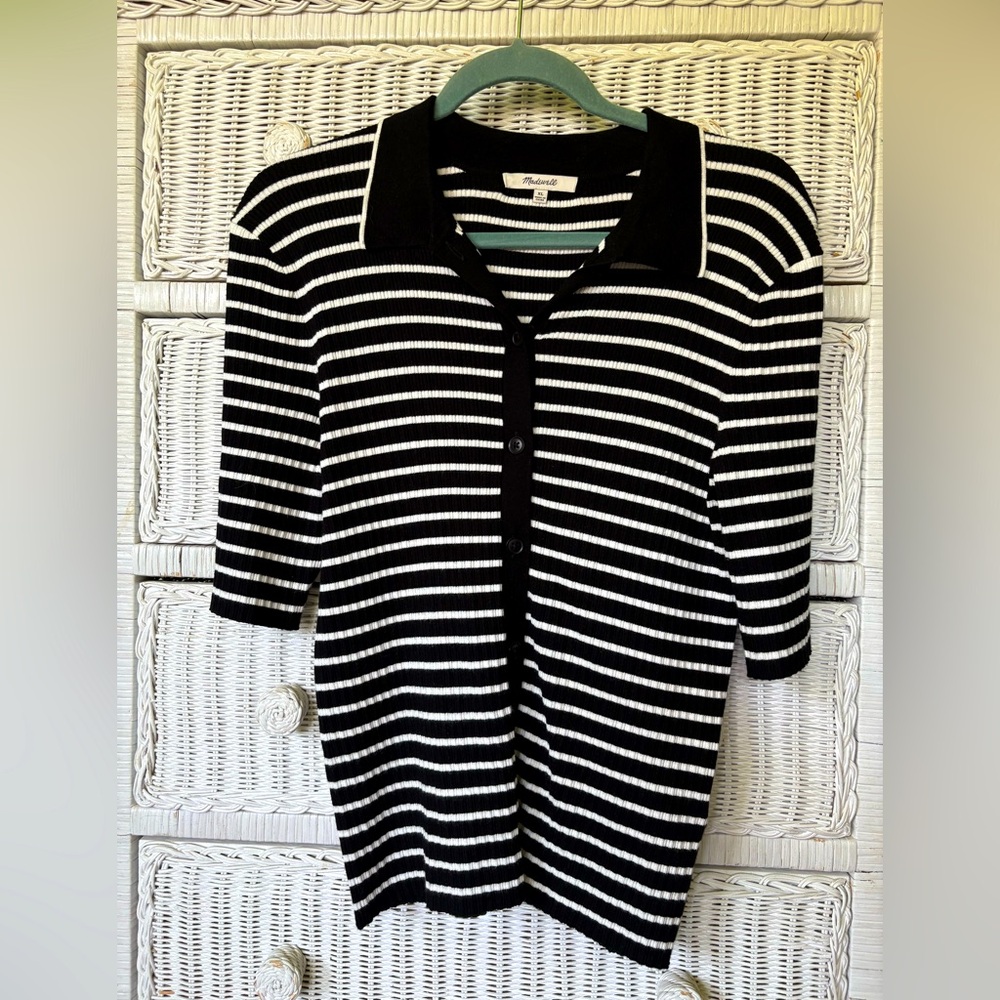 Madewell black and white collared